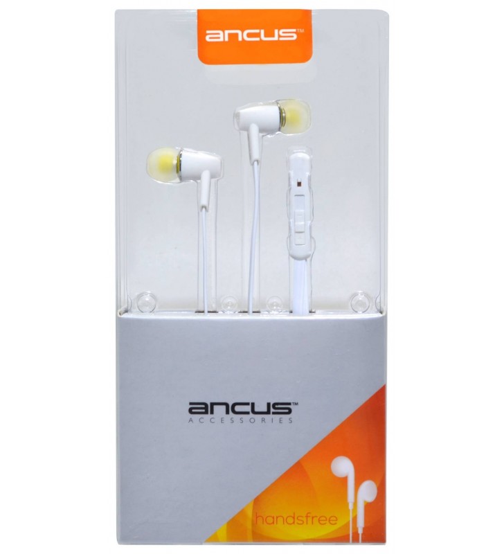 Hands Free Ancus Dynamic in-Earbud Λευκό με Διακόπτη Αλλαγής Πολικότητας με Καλώδιο Πλακέ
