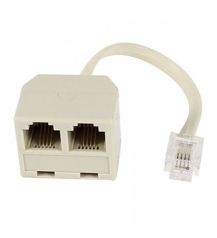 ΤΗΛΕΦΩΝΙΚΟ ΤΑΦ 1 ΑΡΣ με 0.20cm καλώδιο σε 2 ΘΥΛ RJ11 6x4 ΑΣΠΡΟ, POWERTECH