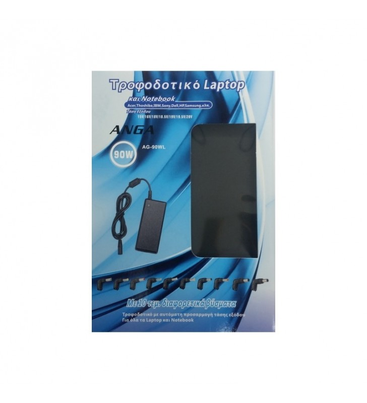 ΤΡΟΦΟΔΟΤΙΚΟ LAPTOP 90w ΑΥΤΟΜΑΤΟ ΜΕ 10 TIPS ANGA AG-90WL