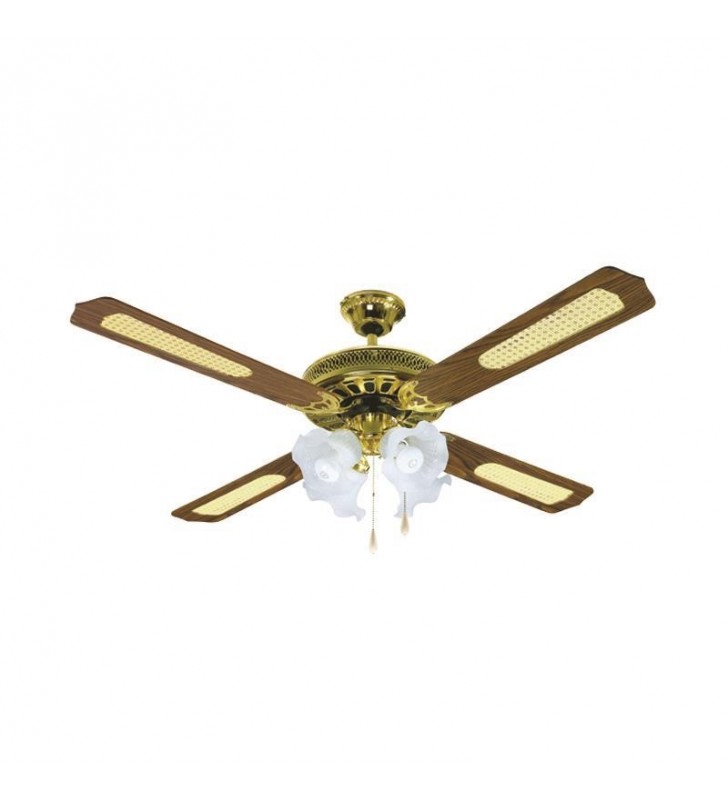 ΑΝΕΜΙΣΤΗΡΑΣ ΟΡΟΦΗΣ ΜΕ 4 ΦΩΤΑ E27 ΚΑΦΕ ΧΡΥΣΟΣ Φ130 60W Eurolamp (147-29004)