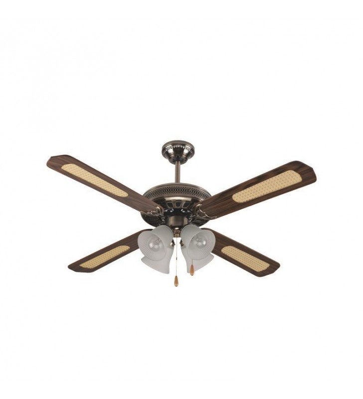 ΑΝΕΜΙΣΤΗΡΑΣ ΟΡΟΦΗΣ ΜΕ 4 ΦΩΤΑ E27 ΑΝΤΙΚΕ ΜΠΡΟΝΖΕ Φ130 60W Eurolamp (147-29005)