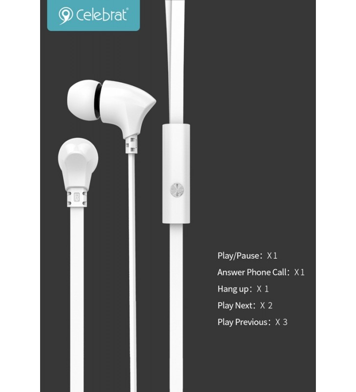 Hands Free Stereo με μικρόφωνο G3, on/off, 10mm, 1.2m, μαύρα CELEBRAT