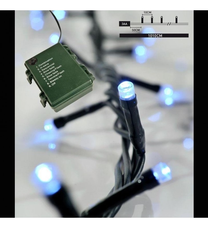 ΦΩΤΑΚΙΑ LED 96L ΜΕ ΠΡΟΓΡΑΜΜΑ, ΜΕ ΜΠΑΤΑΡΙΑ, ΠΡΑΣ. ΚΑΛΩΔΙΟ / ΨΥΧΡΟ ΛΑΜΠΑΚΙ - (600-11120)