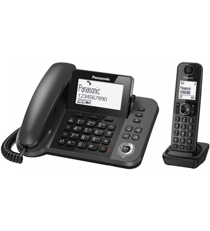 Σταθερό Ψηφιακό Τηλέφωνο Panasonic KX-TGF310EXM Μαύρο + Ασύρματο Ψηφιακό Τηλέφωνο