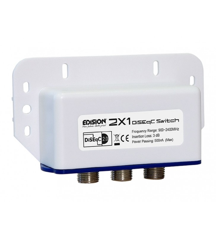 Διακόπτης DiseqC EDISION 2x1, σύνδεση εώς 2 Δορυφόρους προς 1 Δέκτη (02-01-0001)