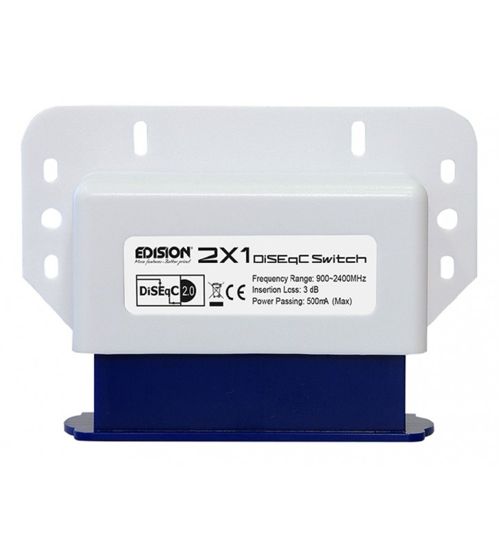 Διακόπτης DiseqC EDISION 2x1, σύνδεση εώς 2 Δορυφόρους προς 1 Δέκτη (02-01-0001)