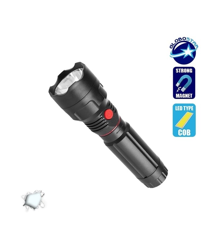 Πτυσσόμενος Φακός COB LED Εμπρόσθιου και Πλαϊνού Φωτισμού GloboStar 07013