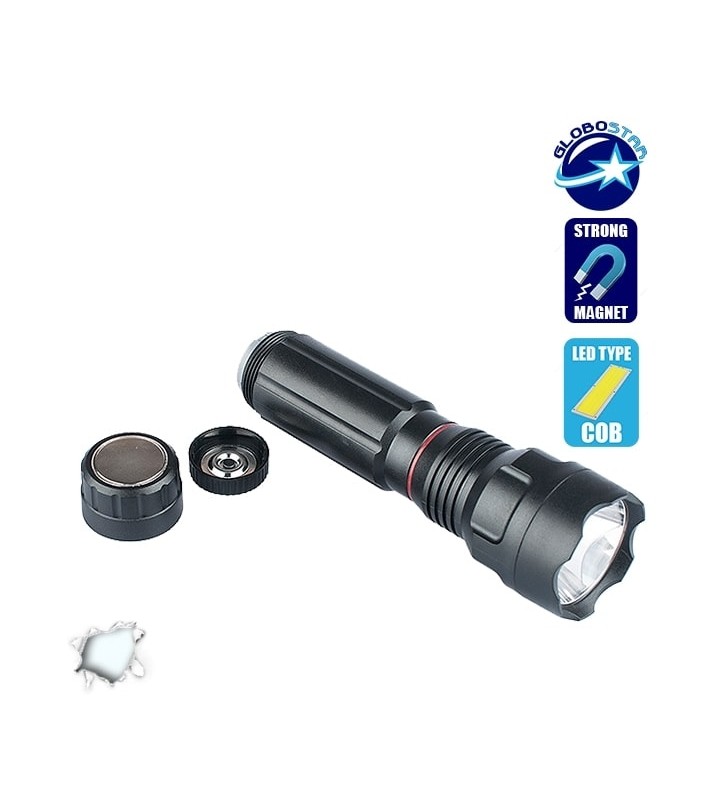 Πτυσσόμενος Φακός COB LED Εμπρόσθιου και Πλαϊνού Φωτισμού GloboStar 07013