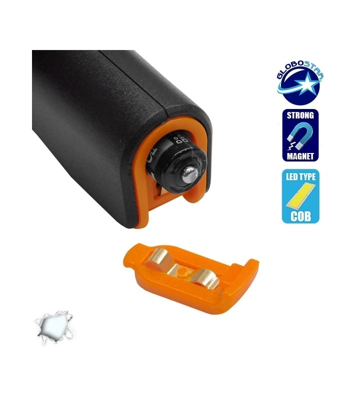 Mini Φορητός Φακός PEN COB LED Πορτοκαλί Χρώμα GloboStar 07011
