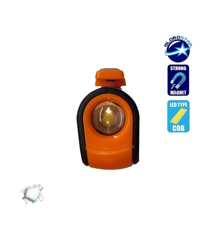 Mini Φορητός Φακός PEN COB LED Πορτοκαλί Χρώμα GloboStar 07011