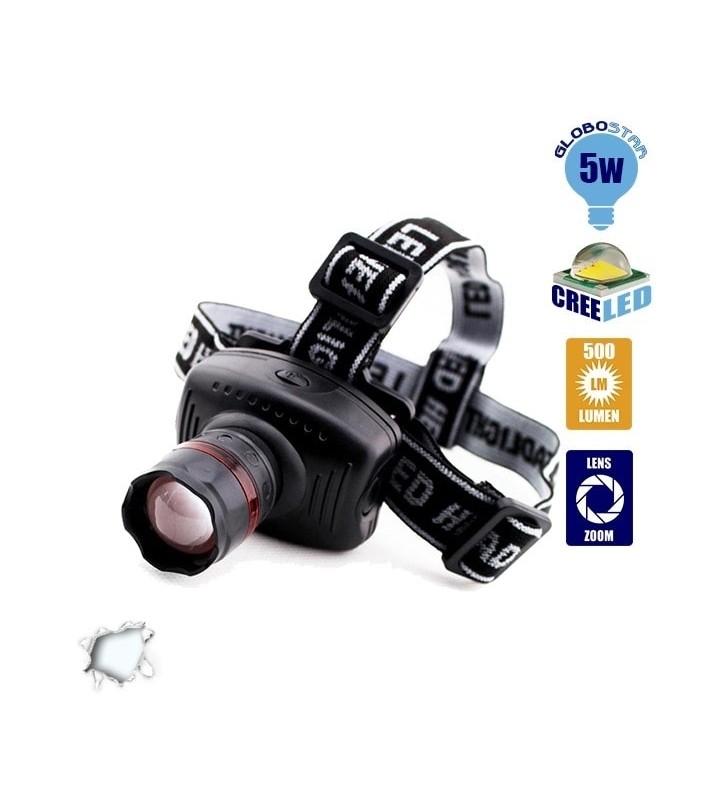 Φακός Κεφαλής LED 5 Watt με ZOOM GloboStar 06001