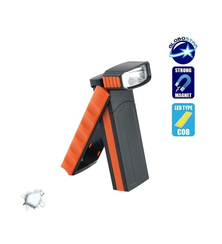 Φορητός Φακός LED με Περιστρεφόμενο Πάνω Μέρος και Πλαϊνό COB GloboStar 07014
