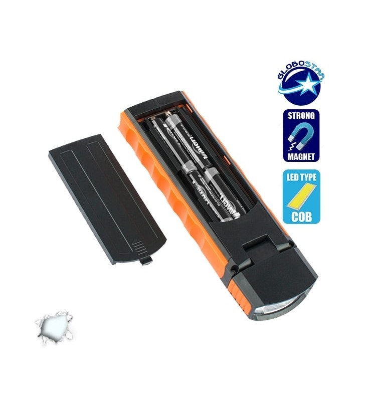 Φορητός Φακός LED με Περιστρεφόμενο Πάνω Μέρος και Πλαϊνό COB GloboStar 07014