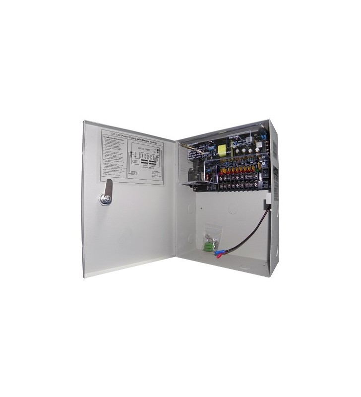 Σταθεροποιημένο τροφοδοτικό 12V / 5A / 60W, 9 εξ, Με δυν/τα προσθήκης μπαταρίας, ANGA CP1209-5A-9-B
