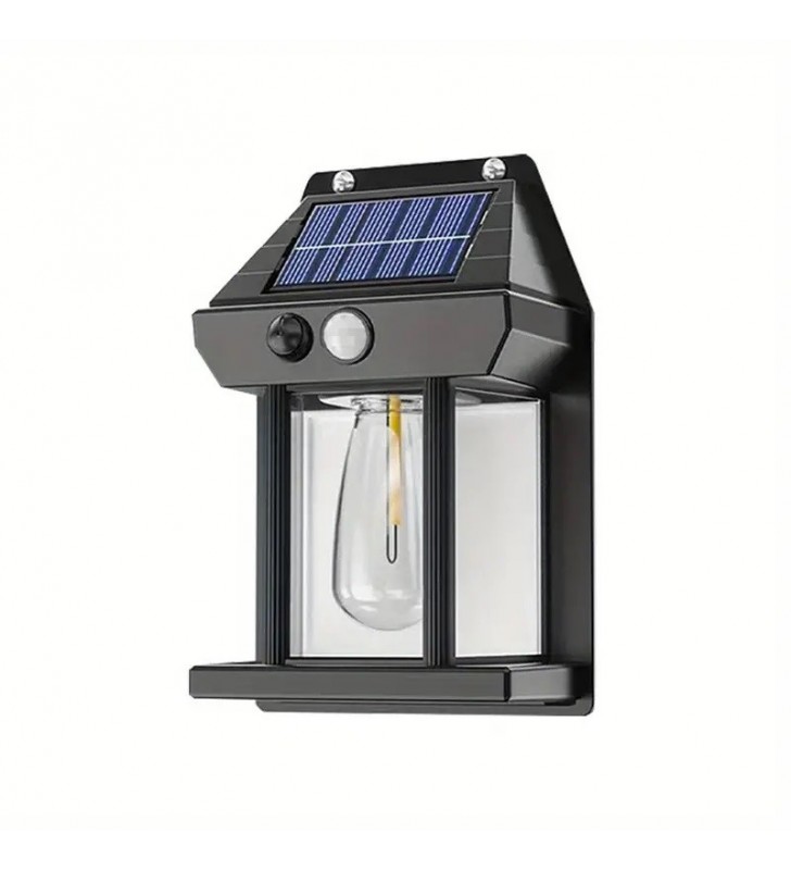 Ηλιακό Φωτιστικό Τοίχου LED με Vintage Λαμπτήρα Dim. με Αισθ. Κίνησης IP65 6000K - CAL Power (25926)