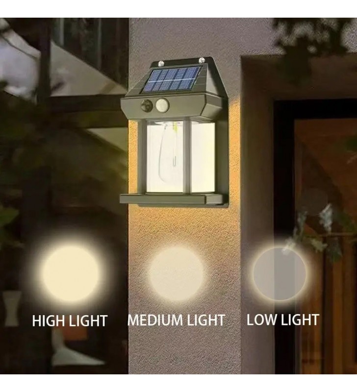 Ηλιακό Φωτιστικό Τοίχου LED με Vintage Λαμπτήρα Dim. με Αισθ. Κίνησης IP65 6000K - CAL Power (25926)