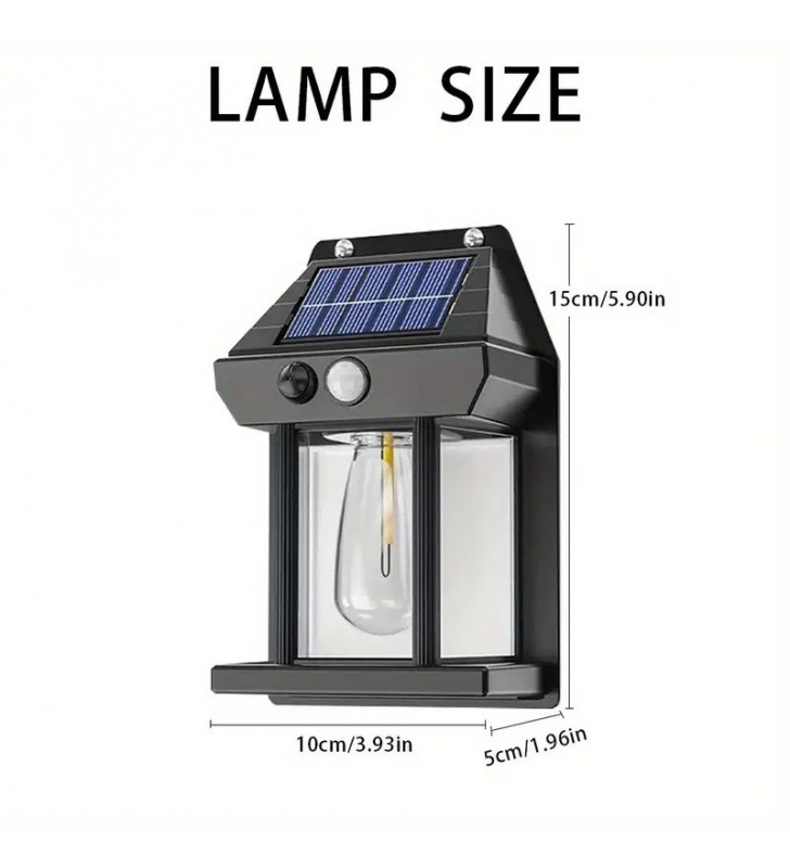 Ηλιακό Φωτιστικό Τοίχου LED με Vintage Λαμπτήρα Dim. με Αισθ. Κίνησης IP65 6000K - CAL Power (25926)