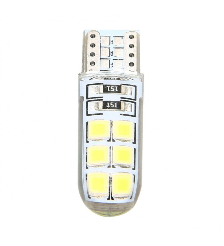 ΛΑΜΠΑΚΙ ΑΥΤΟΚΙΝΗΤΟΥ Led Canbus Σιλικόνης T10 W5W με 12 LED SMD 2835 6000K (ΨΥΧΡΟ)