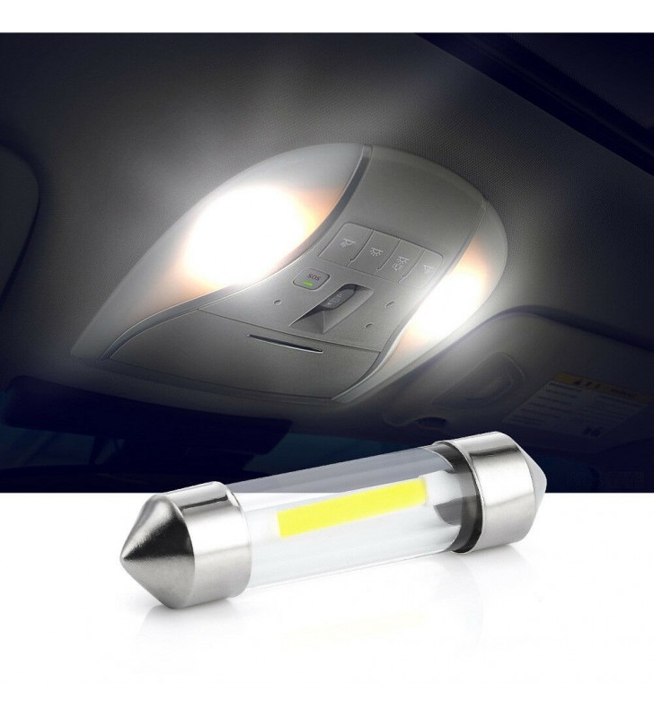 ΛΑΜΠΑΚΙ ΑΥΤΟΚΙΝΗΤΟΥ Led Κυλινδρικό Γυάλινο COB C5W 12V LED 36mm 6500k (ΨΥΧΡΟ)