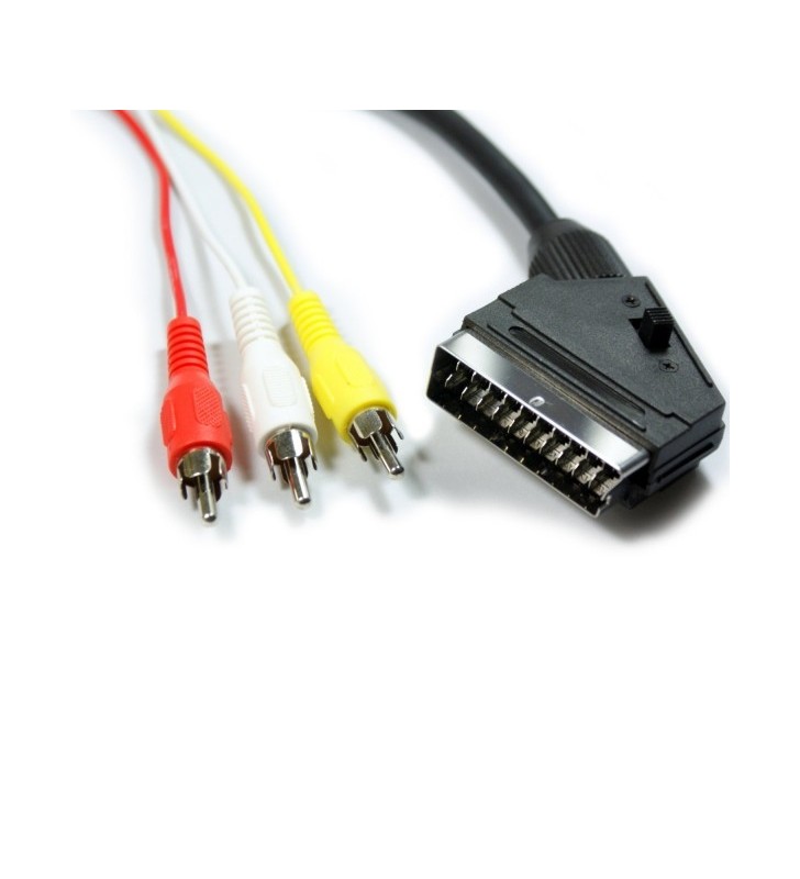 SCART ΣΕ 3 RCA 1,5Μ ΜΕ ΔΙΑΚΟΠΤΗ IN/OUT