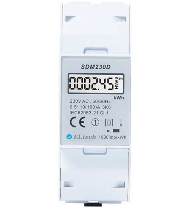 ΜΕΤΡΗΤΗΣ ΕΝΕΡΓΕΙΑΣ ΨΗΦΙΑΚΟΣ 1Φ 100Α 240V SDM-230D - EASTRON / EL.TECH