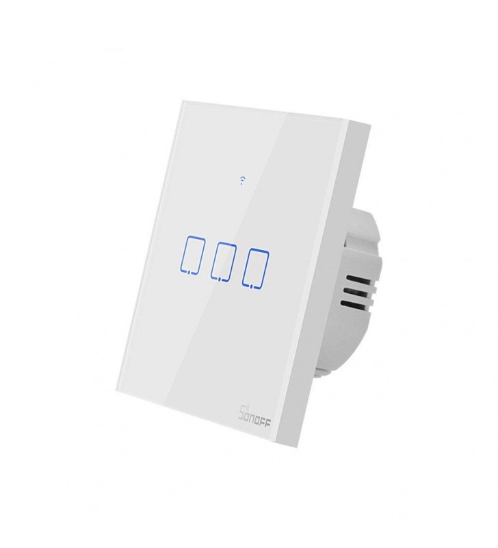 Original Sonoff T2 TX 3 Gang - Τριπλός Έξυπνος Γυάλινος Διακόπτης Αφής Επίτοιχος WiFi, RF (T2EU3C-TX