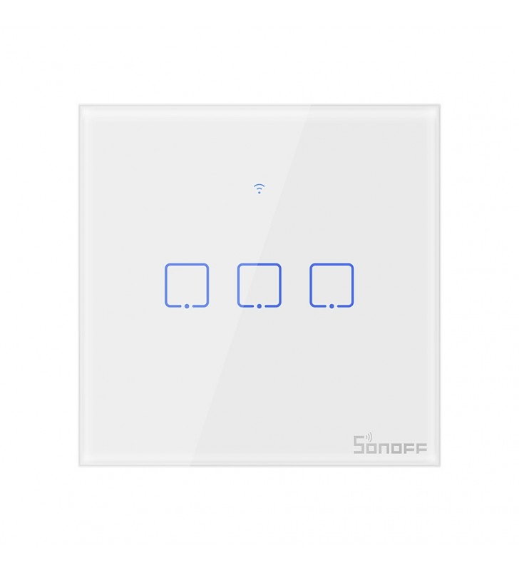 Original Sonoff T2 TX 3 Gang - Τριπλός Έξυπνος Γυάλινος Διακόπτης Αφής Επίτοιχος WiFi, RF (T2EU3C-TX